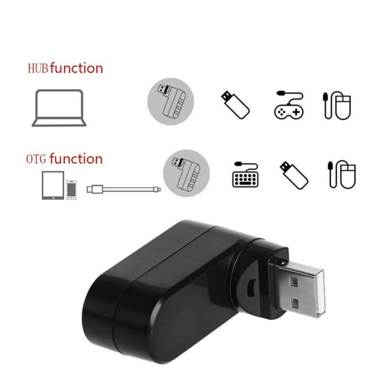 FlexRotate Port USB Hub For Laptop PC High Speed USB Splitter Adapter 3