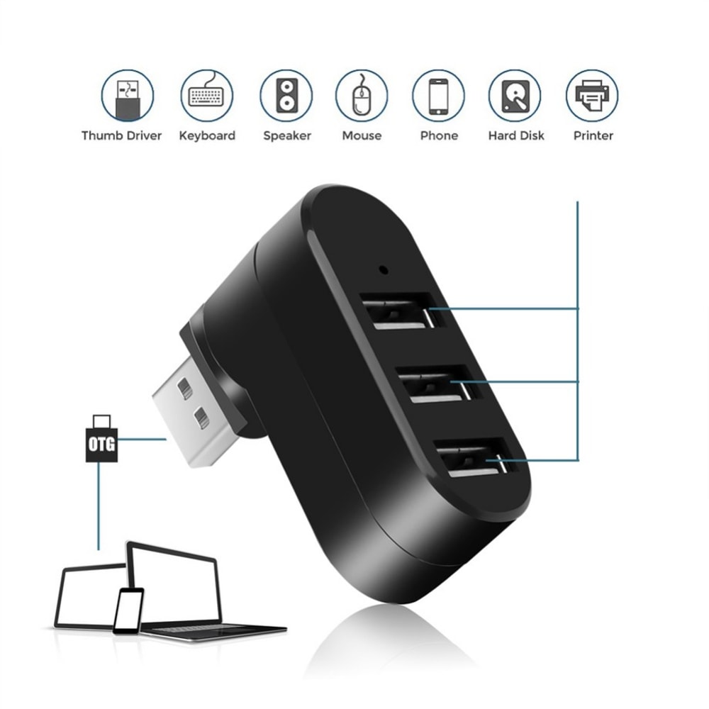 FlexRotate Port USB Hub For Laptop PC High Speed USB Splitter Adapter 4