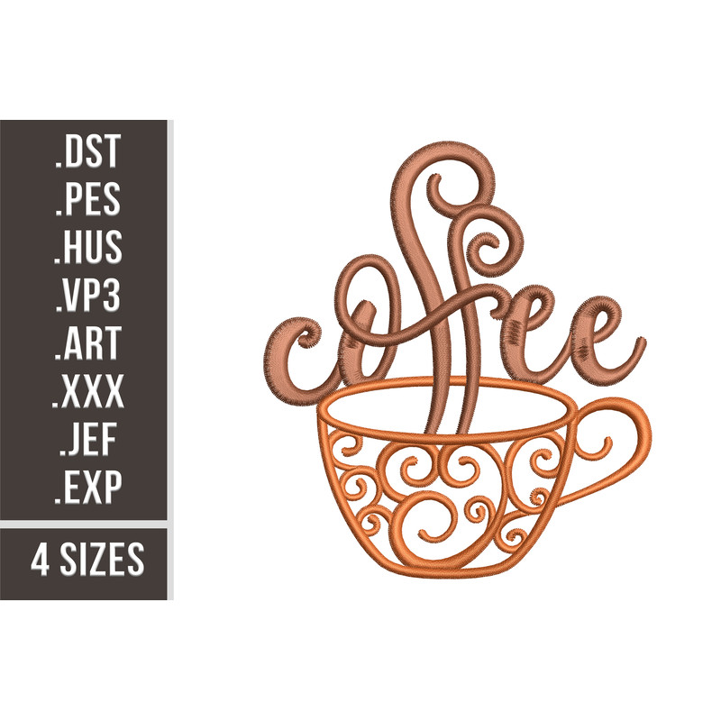 Coffee Embroidery Design 0