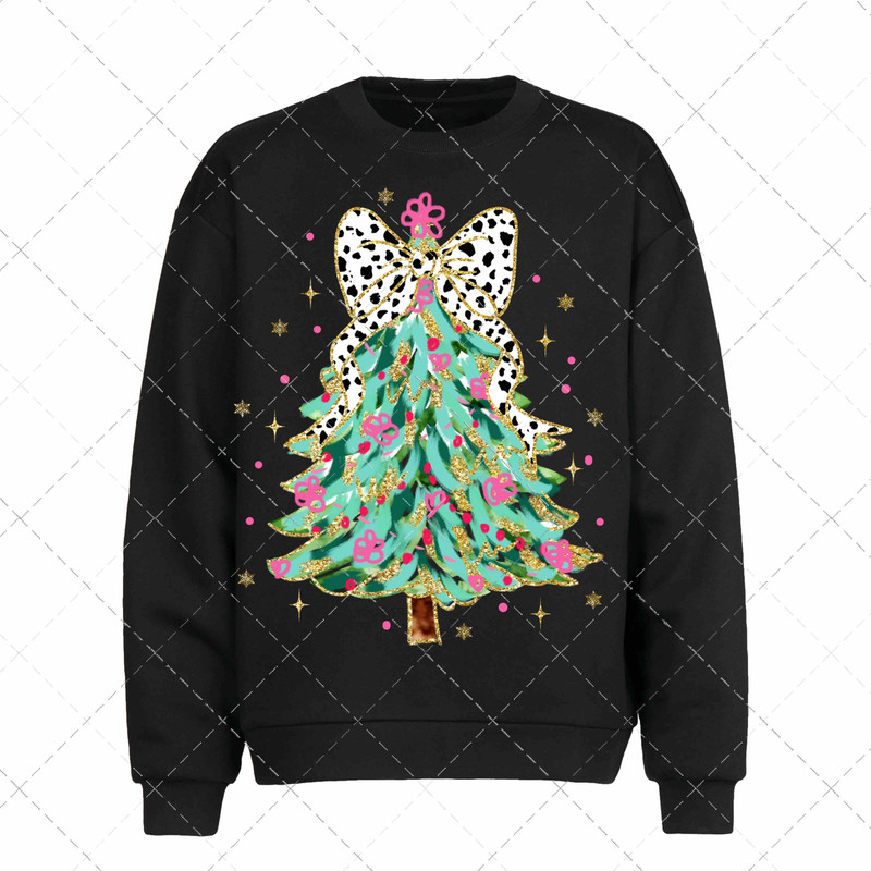 Coquette Glitter Christmas Tree Sublimation Coquette Tree Png Trendy Christmas DTF Girly Trendy Png 1
