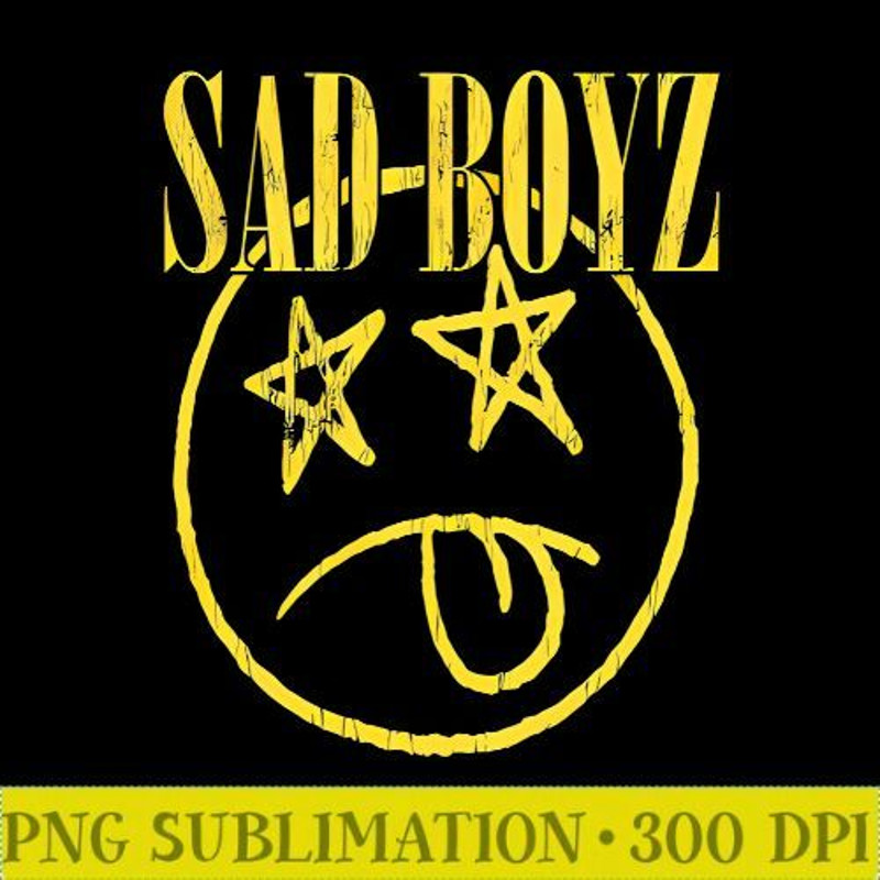 Sad Boyz Grunge Face PNG Sublimation Design 0
