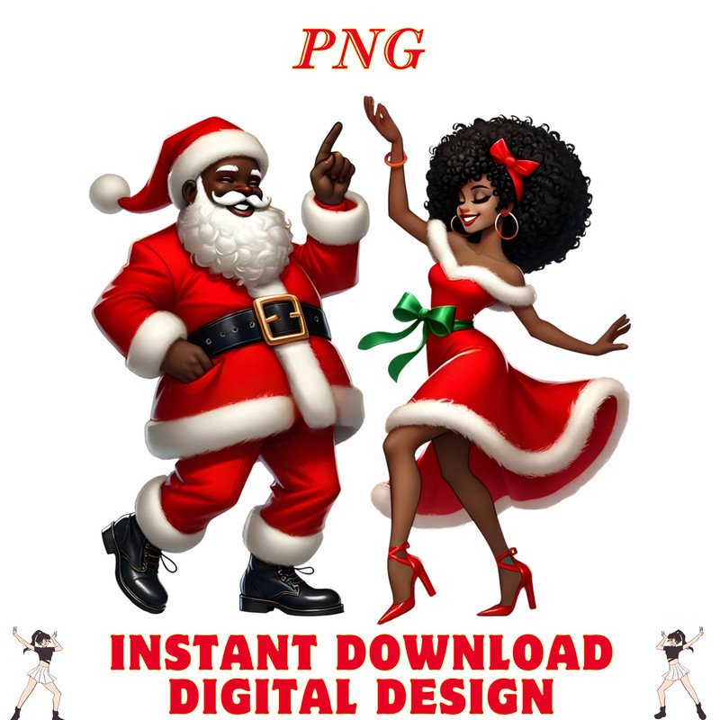 African Santa Mrs Claus Dancing African American Christmas 0
