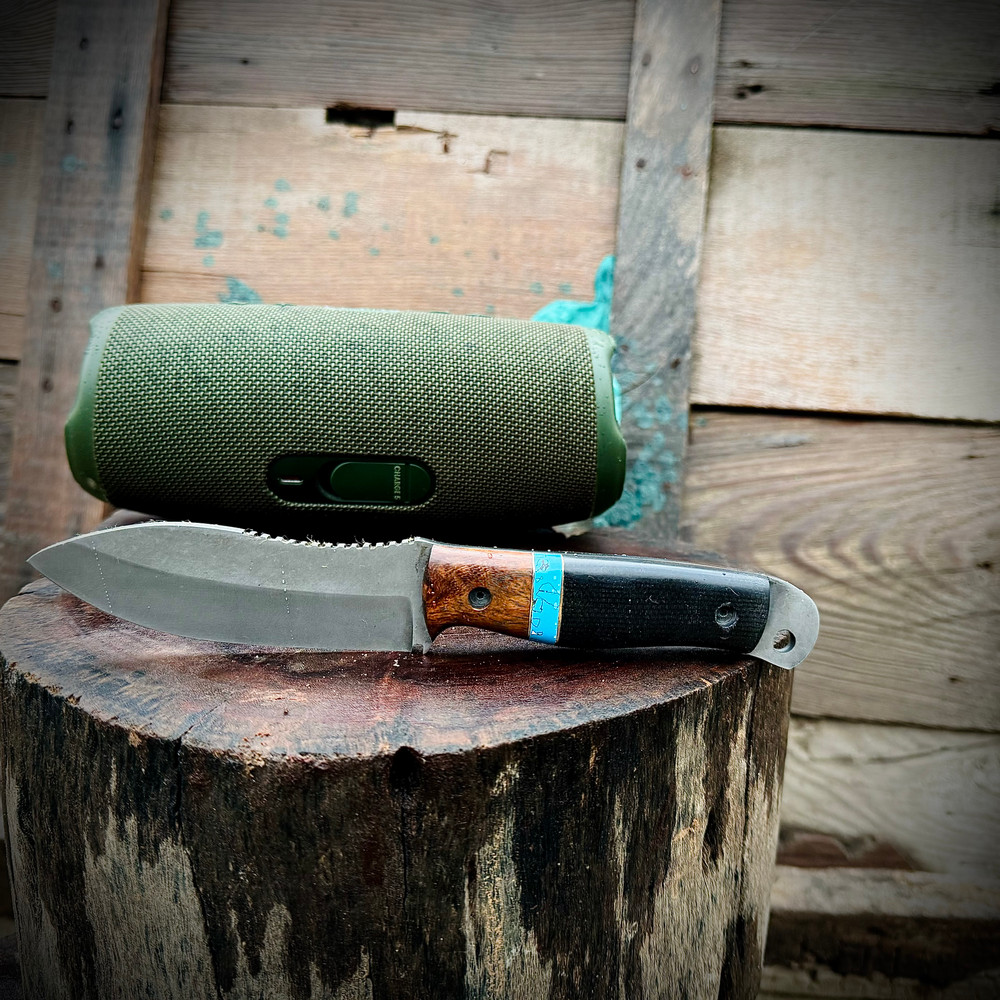 SCK02 CUSTOM HAND MADE 440C STEEL EDC HUNTING KNIFE WITH MICARTA SHEATH HANDLE AND LEATHER SHEATH C 0