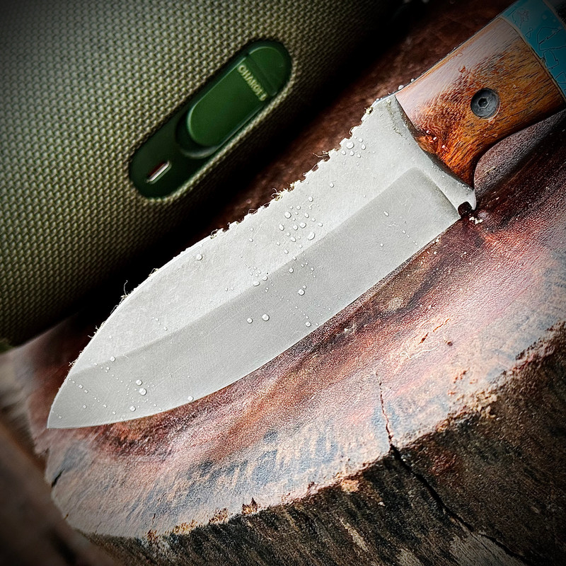 SCK02 CUSTOM HAND MADE 440C STEEL EDC HUNTING KNIFE WITH MICARTA SHEATH HANDLE AND LEATHER SHEATH C 3