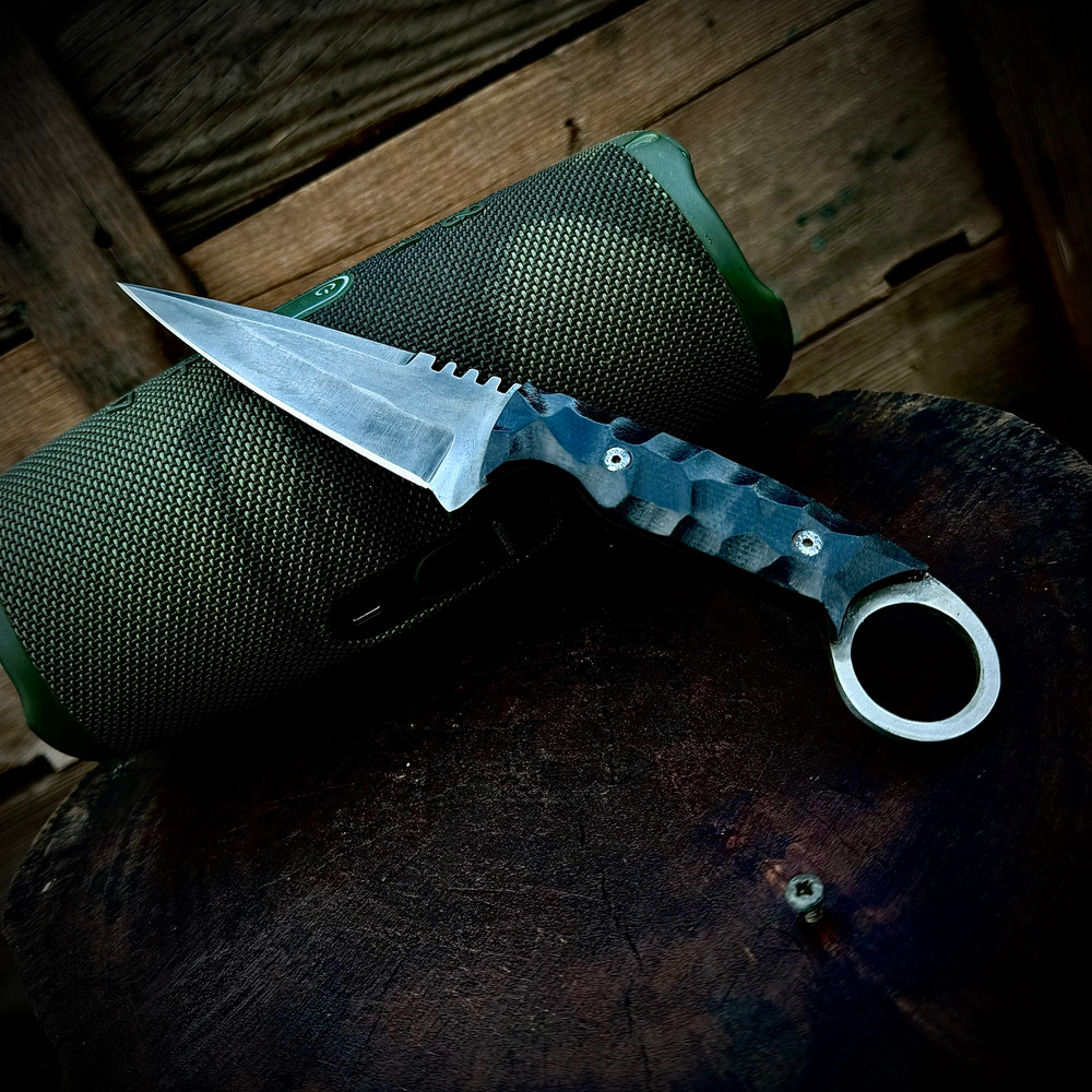 SCK04 CUSTOM HAND MADE 440C STEEL SKINNER KNIFE MICARTA SHEATH HANDLE WITH PURE LEATHER SHEATH EDC  2