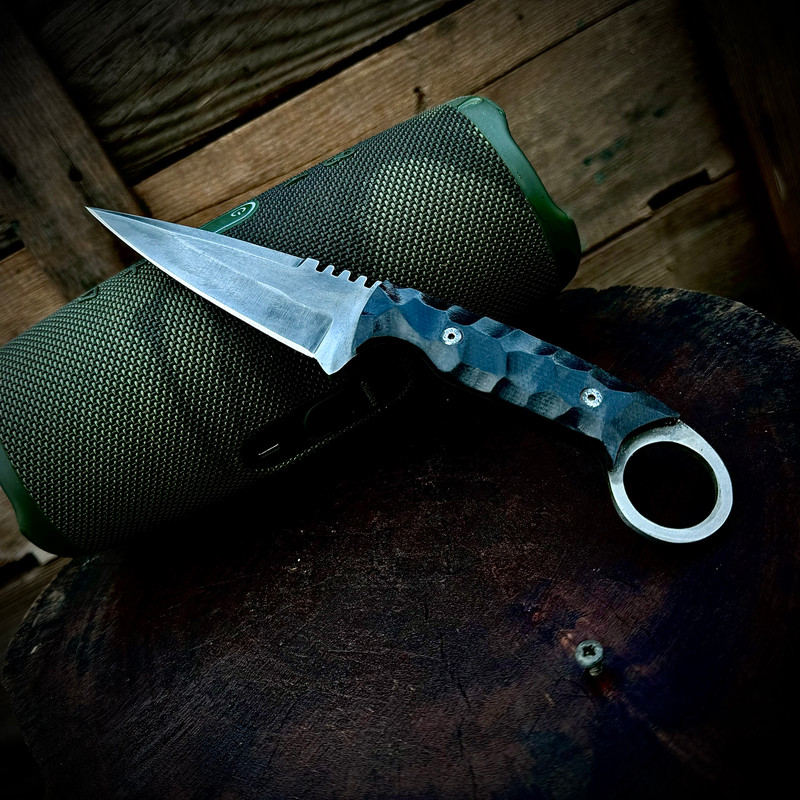 SCK04 CUSTOM HAND MADE 440C STEEL SKINNER KNIFE MICARTA SHEATH HANDLE WITH PURE LEATHER SHEATH EDC  2