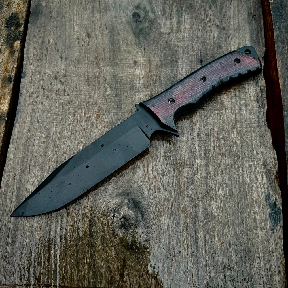 SCK05 CUSTOM HAND MADE 440C STEEL HUNTING KNIFE MICARTA SHEATH HANDLE WITH PURE LEATHER SHEATH EDC  0