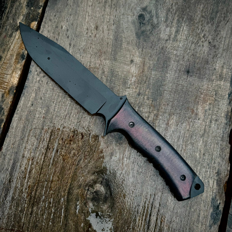 SCK05 CUSTOM HAND MADE 440C STEEL HUNTING KNIFE MICARTA SHEATH HANDLE WITH PURE LEATHER SHEATH EDC  1