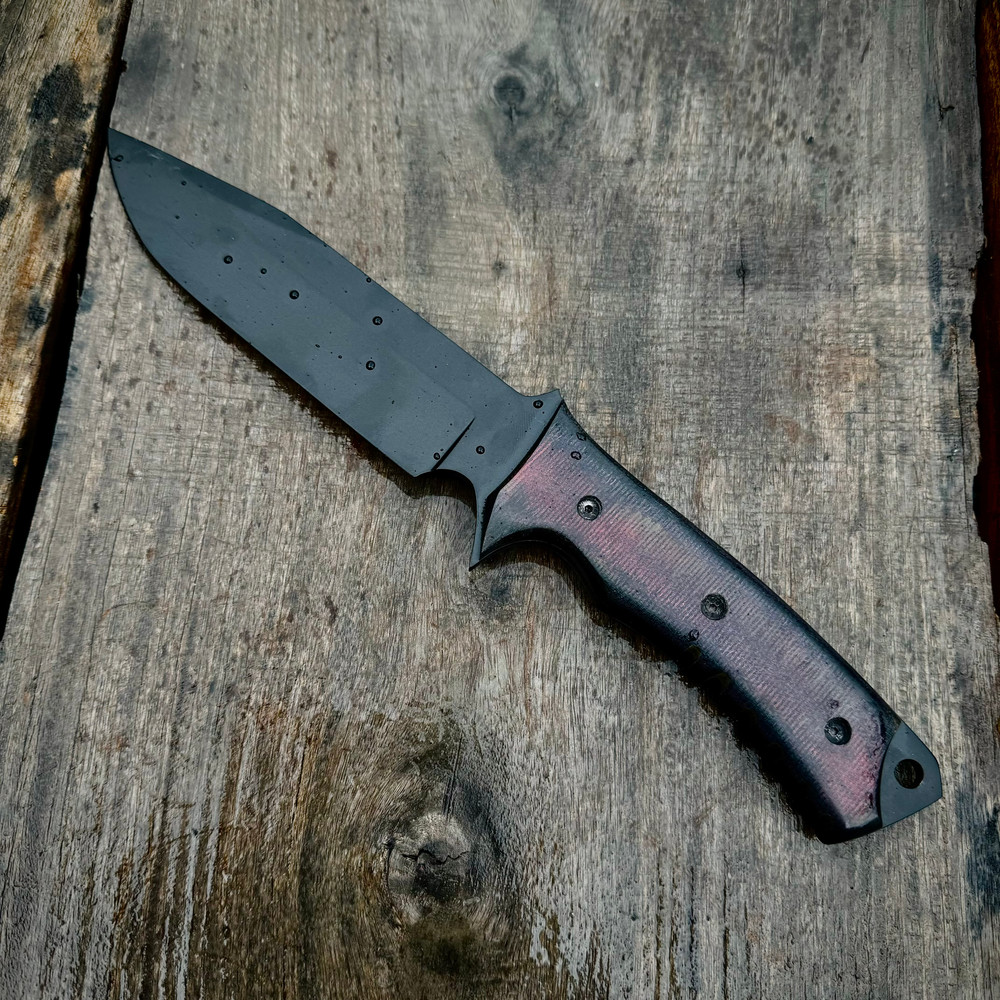 SCK05 CUSTOM HAND MADE 440C STEEL HUNTING KNIFE MICARTA SHEATH HANDLE WITH PURE LEATHER SHEATH EDC  3