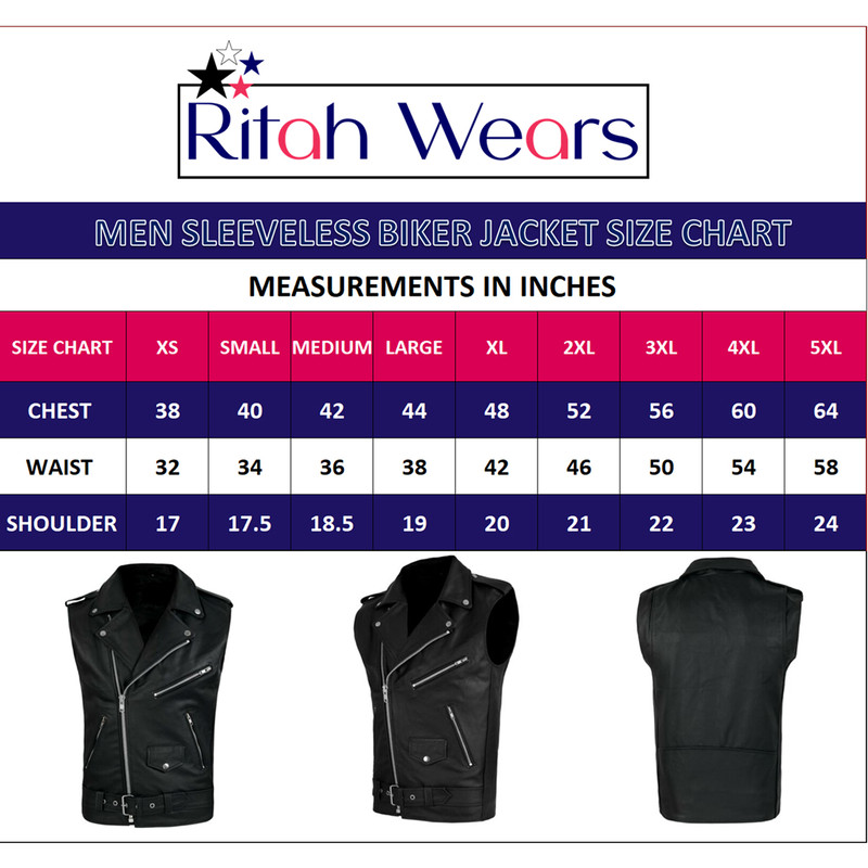 Motorcycle Mens Leather Motorbike Vest Motorcycle With Genuine Leather Black Color 4