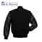 Varsity Letterman Baseball Bomber Style College Jacket Wool Body Solid Black Cowhide Leather Sleeve 5