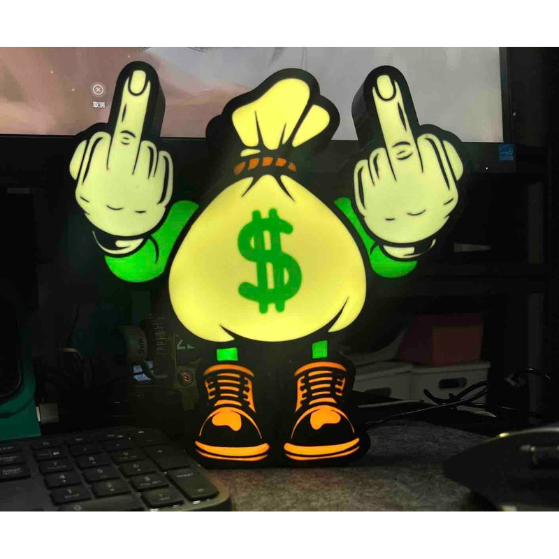 Fxxking The Money Light Box 3D Printed LED Lamp Neon Sign For Man Cave Game Room Decor Display 0