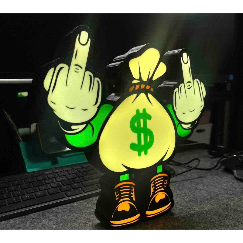 Fxxking The Money Light Box 3D Printed LED Lamp Neon Sign For Man Cave Game Room Decor Display 1