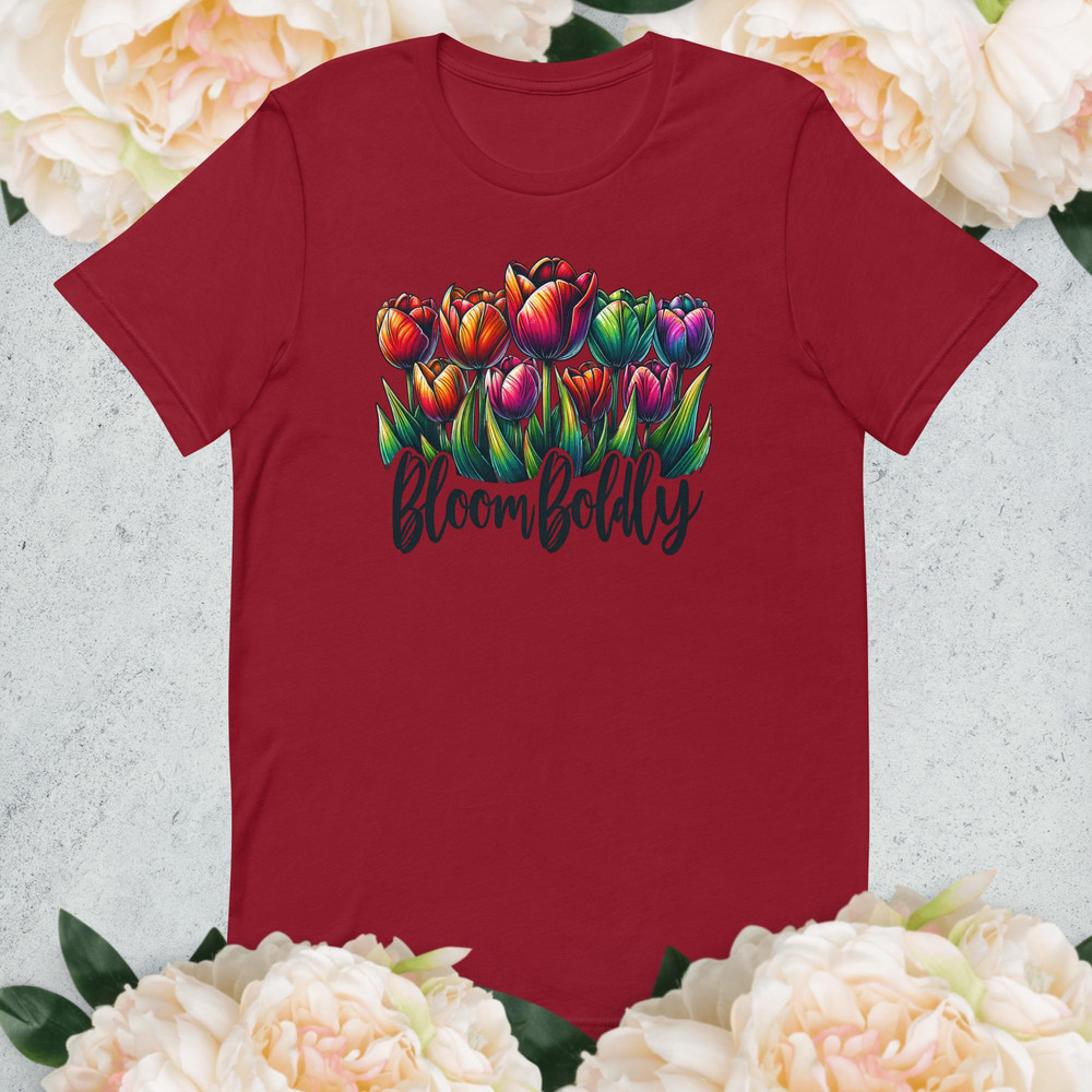 Bright Floral Graphic TShirt Colorful Bloom Boldly Tee Unique Flower Shirt Artistic Nature Print Sp 3