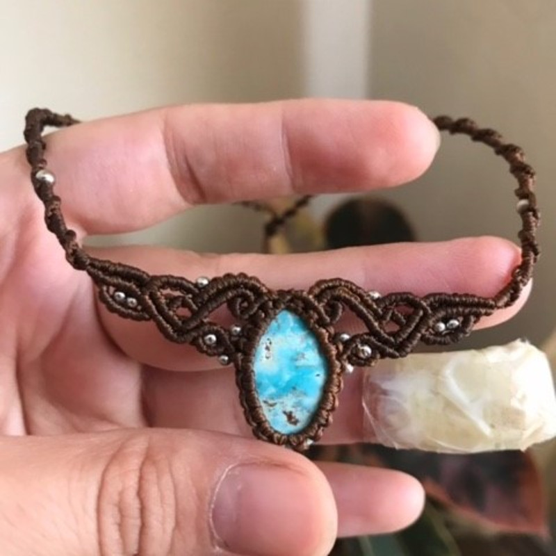 Turquoise Minimal Macrame Necklace 3