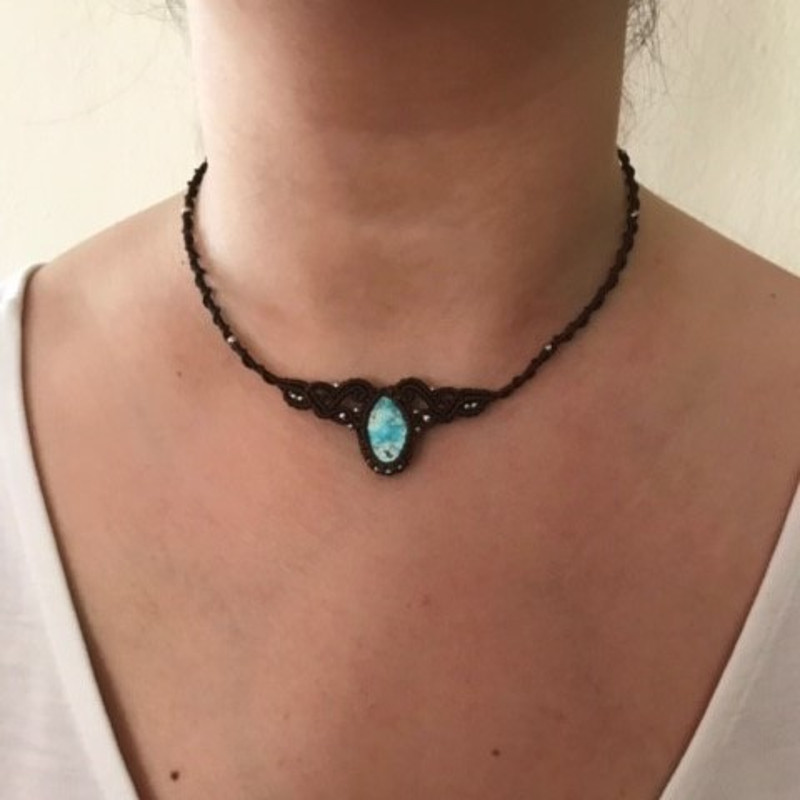Turquoise Minimal Macrame Necklace 5