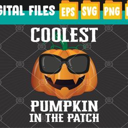 kids coolest pumpkin in the patch halloween svg, eps, png, dxf, digital download