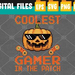 kids halloween coolest gamer in the patch boys girls pumpkin svg, eps, png, dxf, digital download