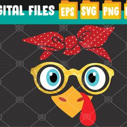 turkey face leopard print glasses thanksgiving svg, eps, png, dxf, digital download