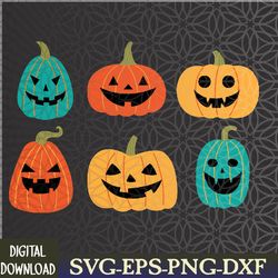 types of pumpkin jack o lantern collection retro halloween svg, eps, png, dxf, digital download