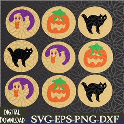 halloween cookies ghost pumpkin cat halloween sugar cookie svg, eps, png, dxf, digital download