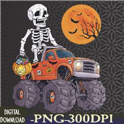 halloween skeleton riding monster truck funny svg, eps, png, dxf, digital download