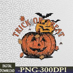 halloween trick or treat pumpkin with bats and leaves svg, eps, png, dxf, digital download