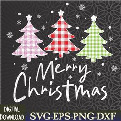 merry christmas tree buffalo plaid red white green xmas svg, eps, png, dxf, digital download