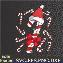 red and white candy cane santa christmas funny xmas lights svg, eps, png, dxf, digital download