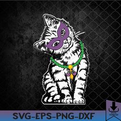 funny mardi gras cat lover kitten mardi gras party beads svg, eps, png, dxf, digital download