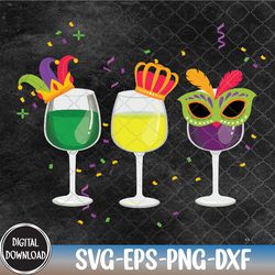 mardi gras glass of wine funny drinking wine festival parade svg, eps, png, dxf, digital download