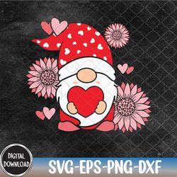 gnome sunflower valentine,valentine svg,happy valentine,heart svg, svg, png,eps,dxf,digital download