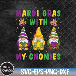mardi gras with my gnomies 2024 mardi gras beads gnomes, mardi gras svg,  gnomes svg, svg, eps, png, dxf
