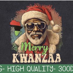 merry kwanzaa santa black christmas african american png digital download