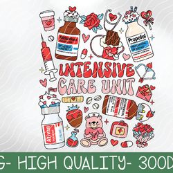 intensive care unit icu nurse happy valentine's day retro png digital download