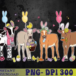 Cute Cow Easter Day Farm Animals Easter Eggs Bunny PNG, Sublimation Design