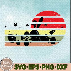 Retro Easter Svg, Easter Bunny Svg, Retro Easter Silhouette, Retro Easter Day Bunny Shadow Svg, Eps, Png, Dxf