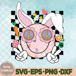 groovy rabbit face hippie trendy funny svg, retro easter svg, easter svg, easter bunny svg, eps, png, dxf