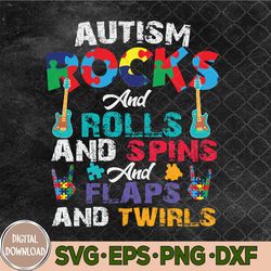 autism rocks rolls spins flaps awareness svg, rocks rolls svg, svg, eps, png, dxf