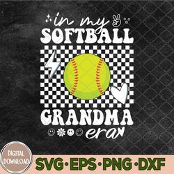 Groovy In My Softball Grandma Era Matching Family Svg, Png, Digital Download