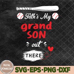 That's My Grandson Out There, Retro Playing Baseball Grandma Svg, Png, Digital Download