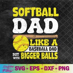 softball dad like a baseball with bigger balls father's day svg, png, digital download