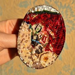 handcrafted klimt's danae beaded brooch