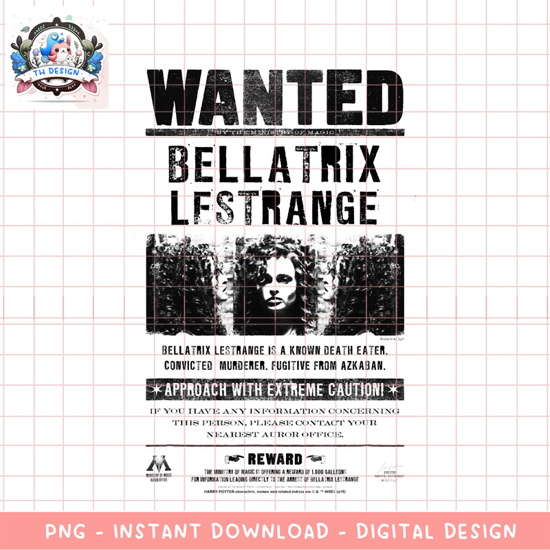 Harry Potter Bellatrix Lestrange Wanted Poster PNG Download copy.png