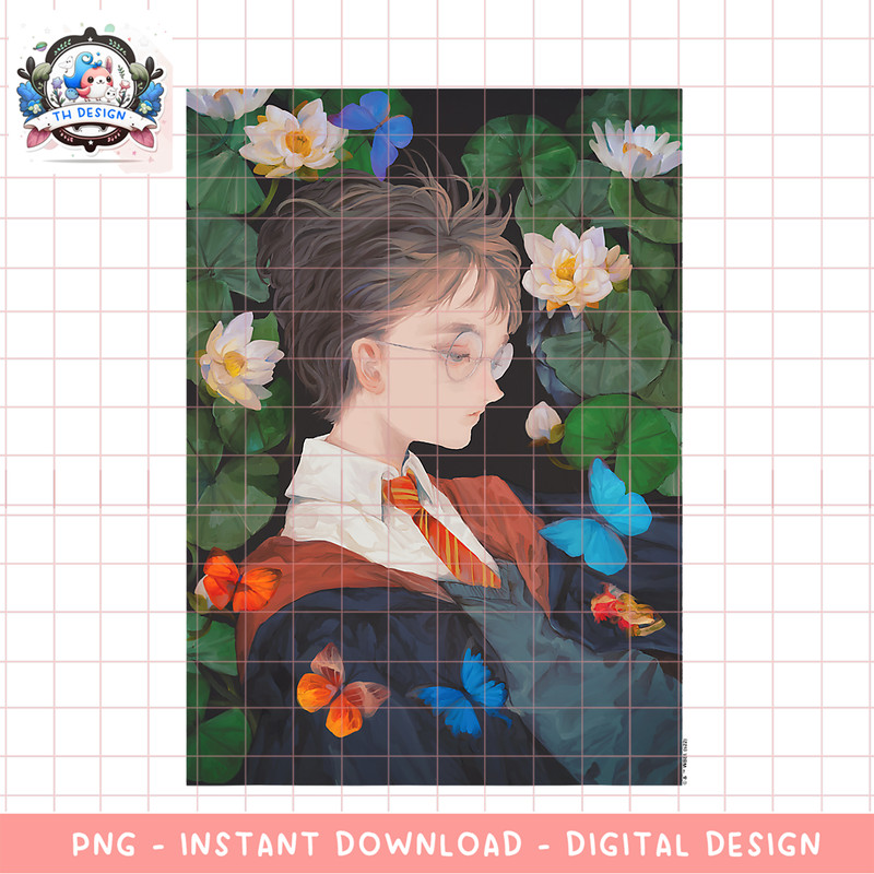 Harry Potter Deathly Hallows 2 Harry Floral Portrait PNG Download copy.png