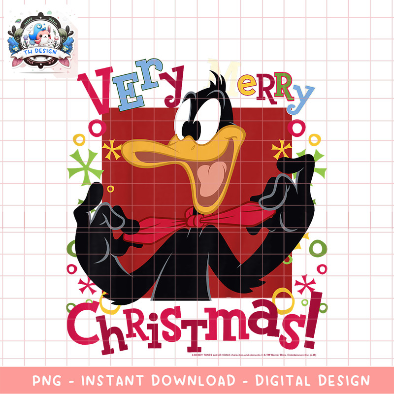 Kids Looney Tunes Christmas Daffy Duck Very Merry Christmas PNG Download copy.png