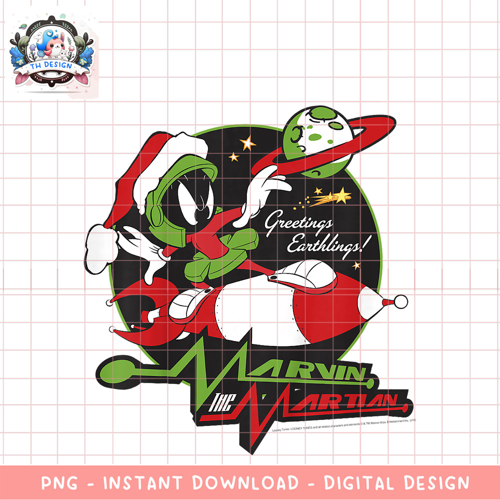 Kids Looney Tunes Christmas Marvin The Martian Greetings PNG Download copy.png