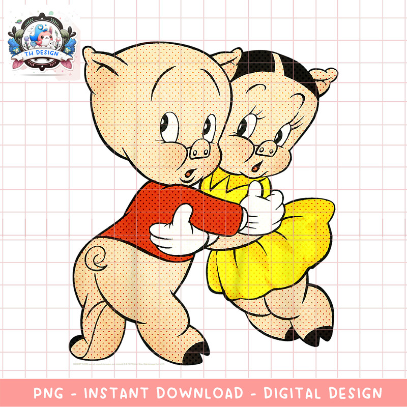 Kids Looney Tunes Porky _ Petunia Pig Portrait png, digital download, instant .png