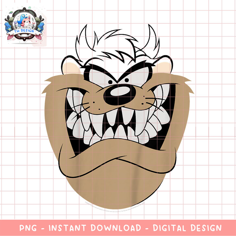 Kids Looney Tunes Taz Smiling Big Face png, digital download, instant .png