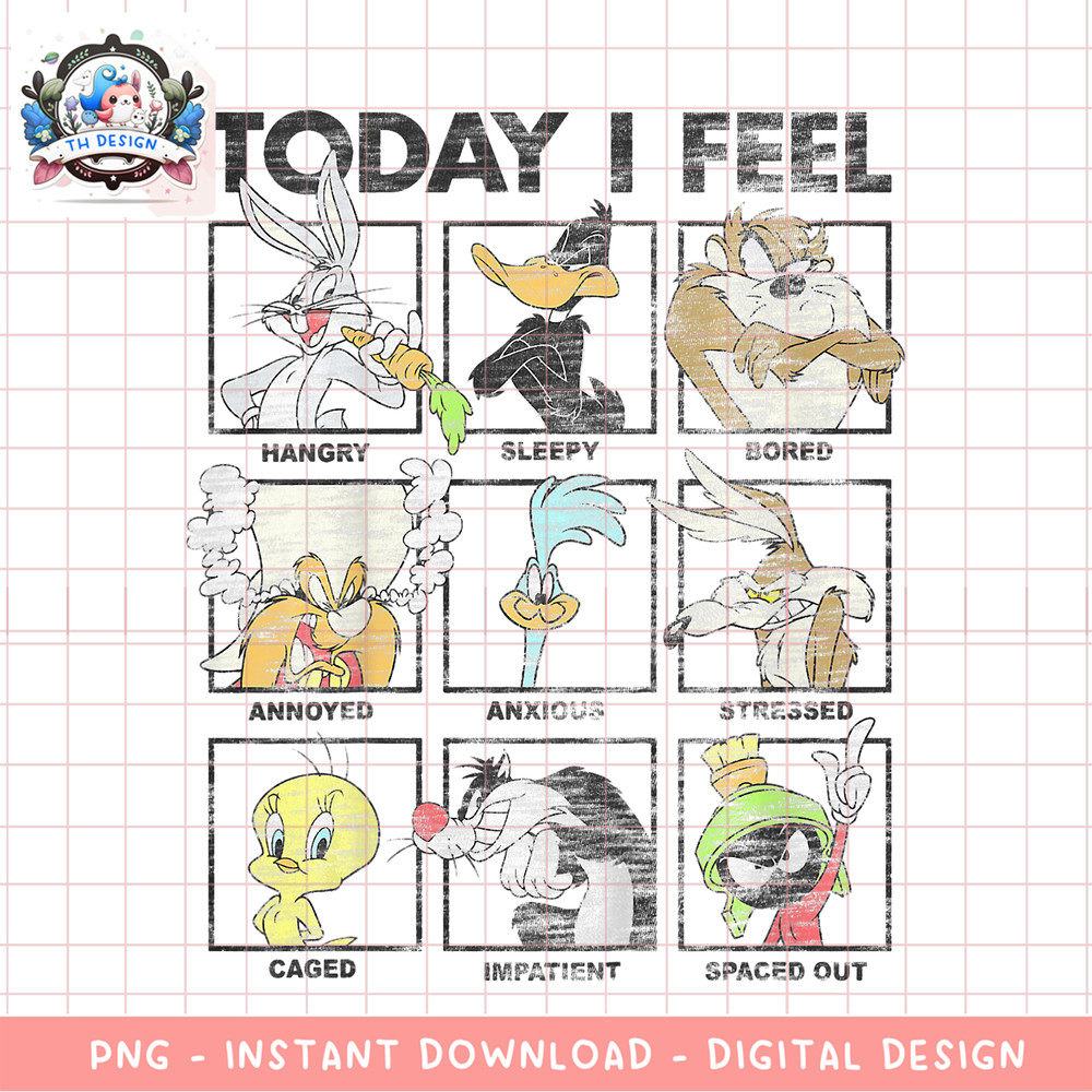 Kids Looney Tunes Today I Feel Group Box Up png, digital download, instant .png